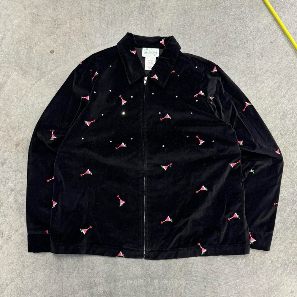Quacker Factory Black Jacket with Pink Martini Design